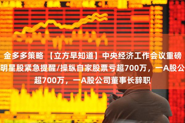 金多多策略 【立方早知道】中央经济工作会议重磅定调/4000亿明星股紧急提醒/操纵自家股票亏超700万，一A股公司董事长辞职