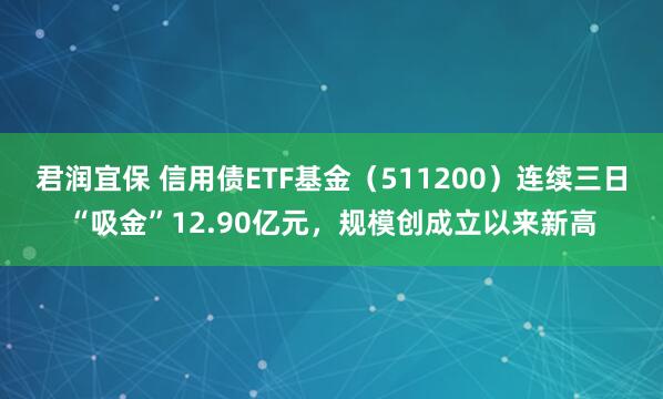 君润宜保 信用债ETF基金（511200）连续三日“吸金”12.90亿元，规模创成立以来新高